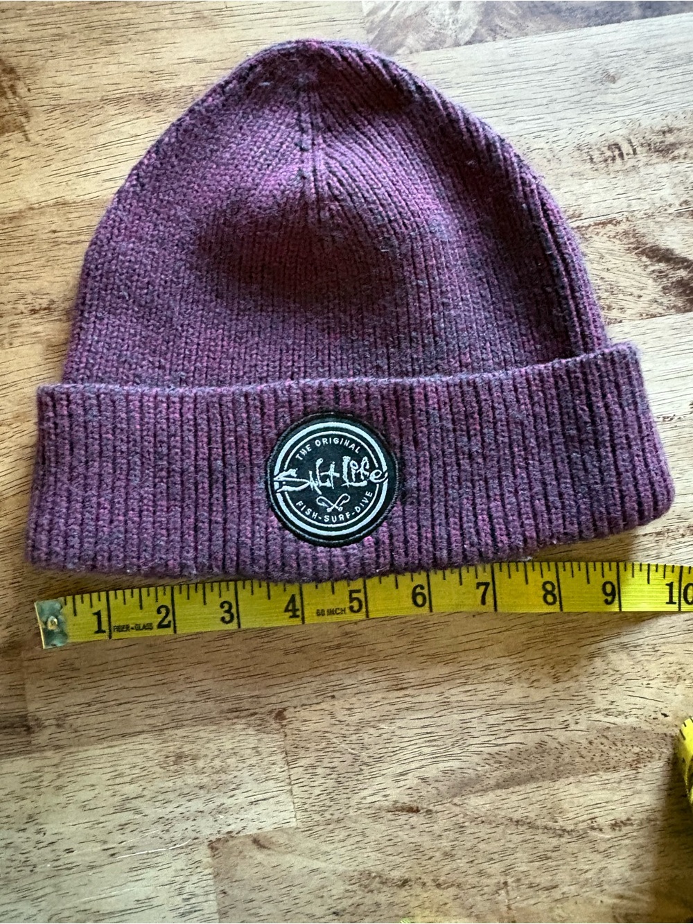 Salt Life Ribbed Cuff Beanie - Burgundy